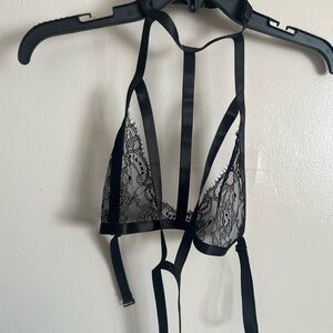 Elegant Black Lace Harness Bralette